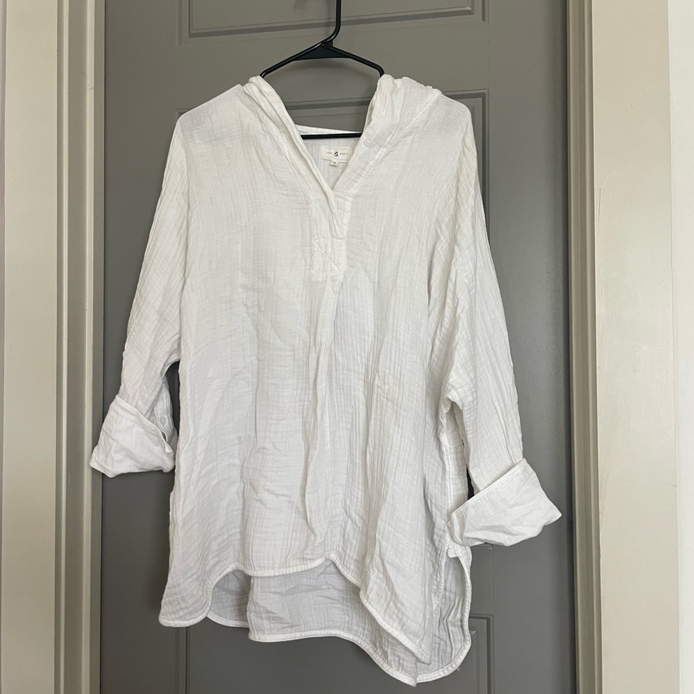 Lou & grey oversized button-up tunic with hood